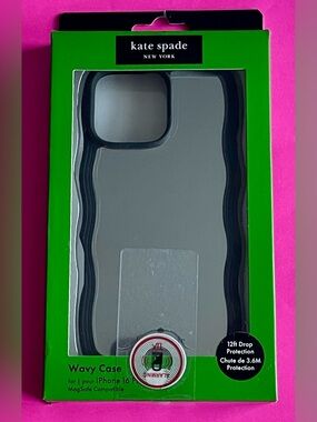 Kate Spade New York Mirror Black Wavy iPhone 16 Pro Max Case MagSafe Compatible